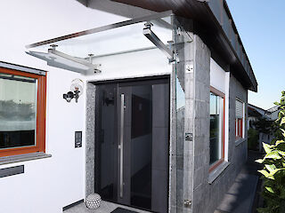 Vordach, Glas, Edelstahl